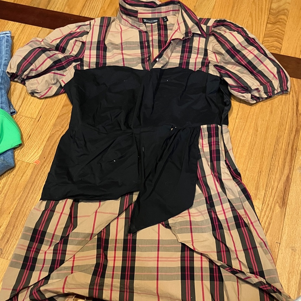 Plaid Dress with Black Overlay Mc